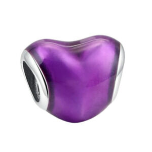 Bead Heart Bracelet Charm Sterling Silver Purple Friendship Love